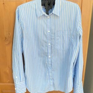 J. Crew Blue and White Striped womens button down